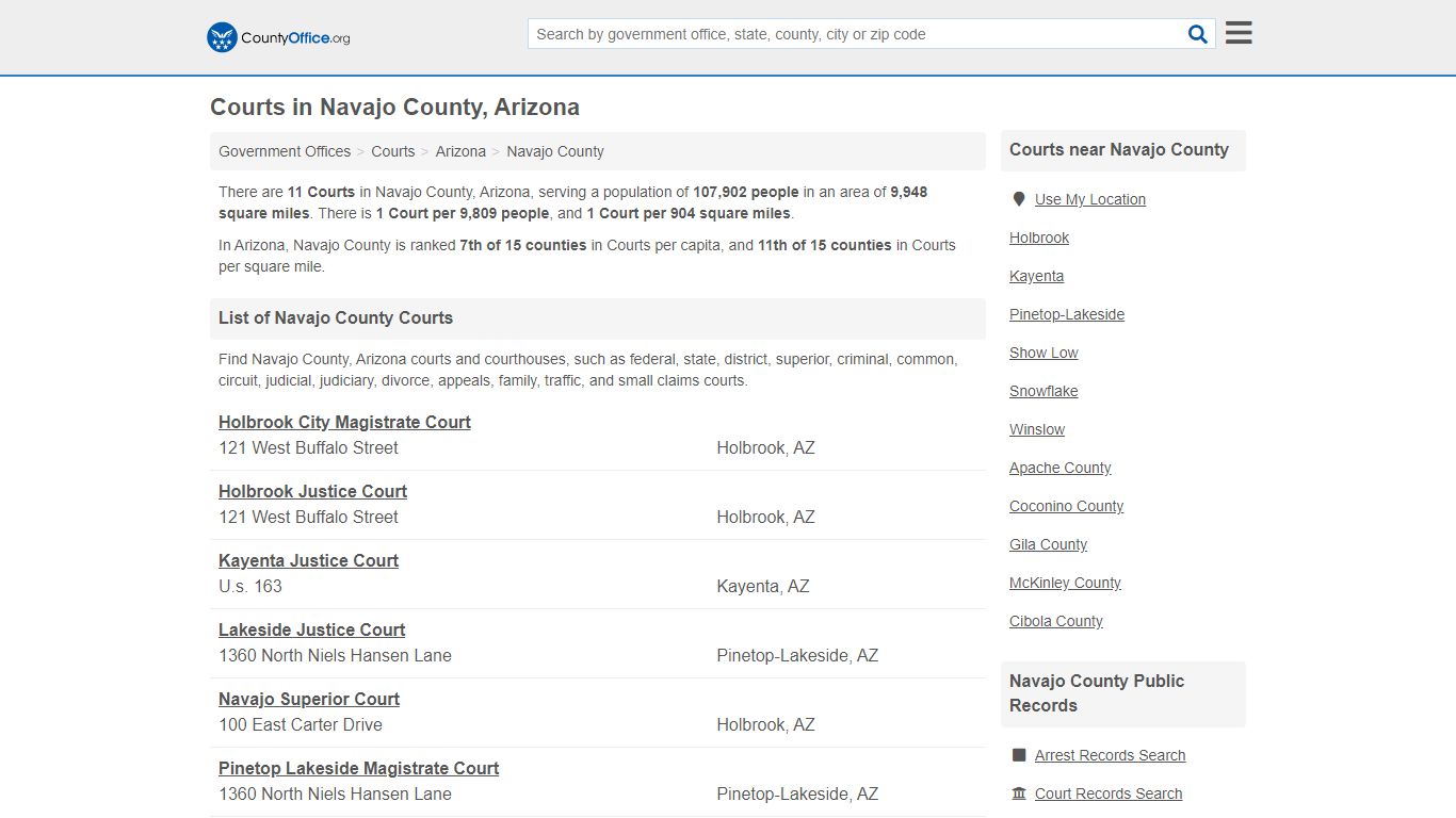 Courts - Navajo County, AZ (Court Records & Calendars)
